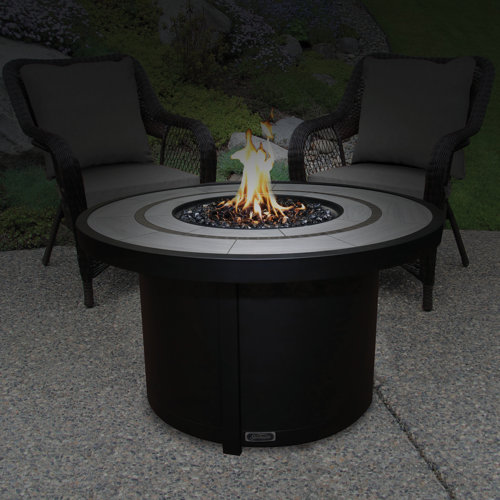Sunbeam Round Ceramic Top Aluminum Propane/Natural Gas Fire table